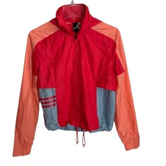 Women’s Adidas Red Orange Zip Up Hoodie Jacket Size Small! - Picture 2 of 8